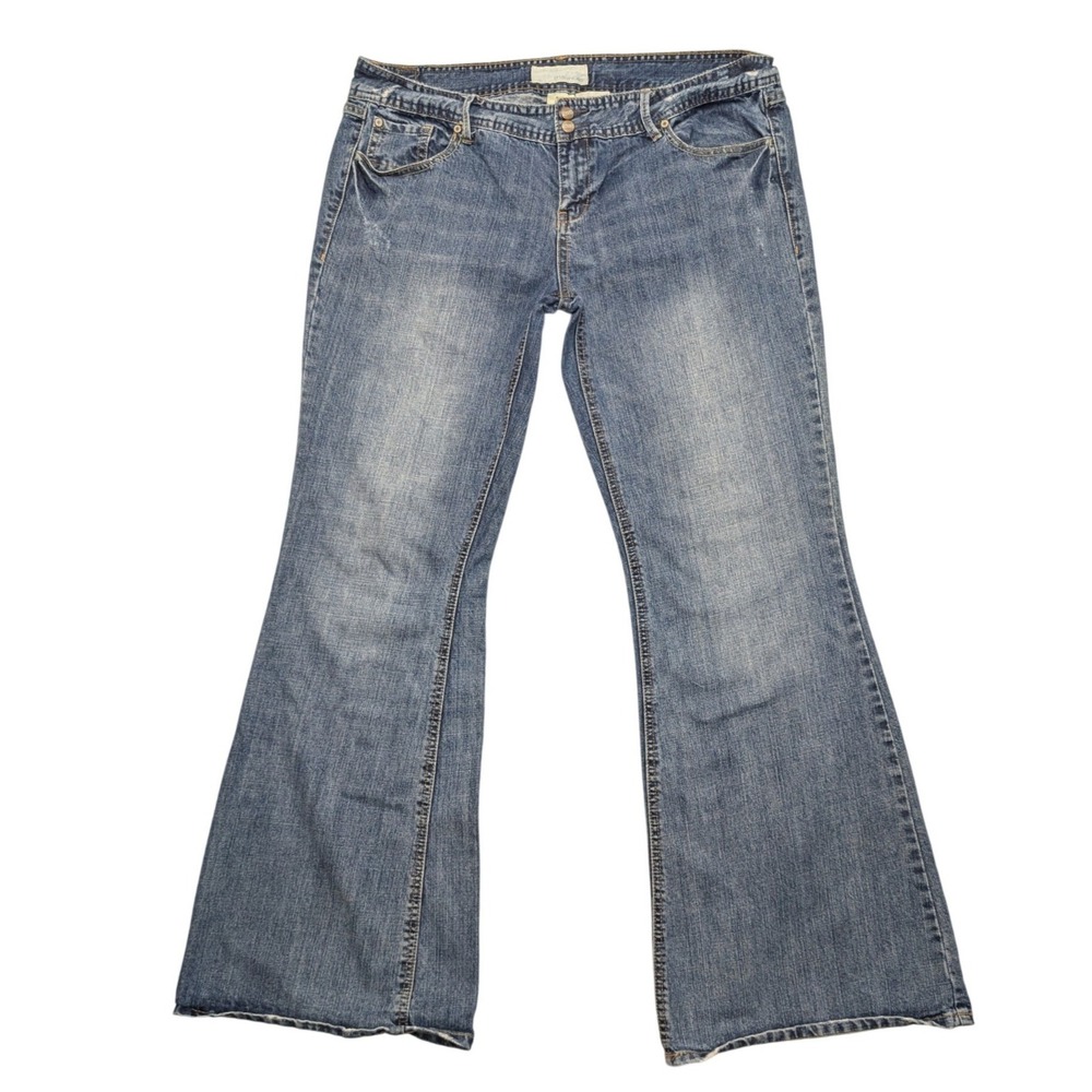 Y2K Maurices Flare Leg Jeans Women 15/16 Reg Blue Medium Wash Wide Leg Cotton